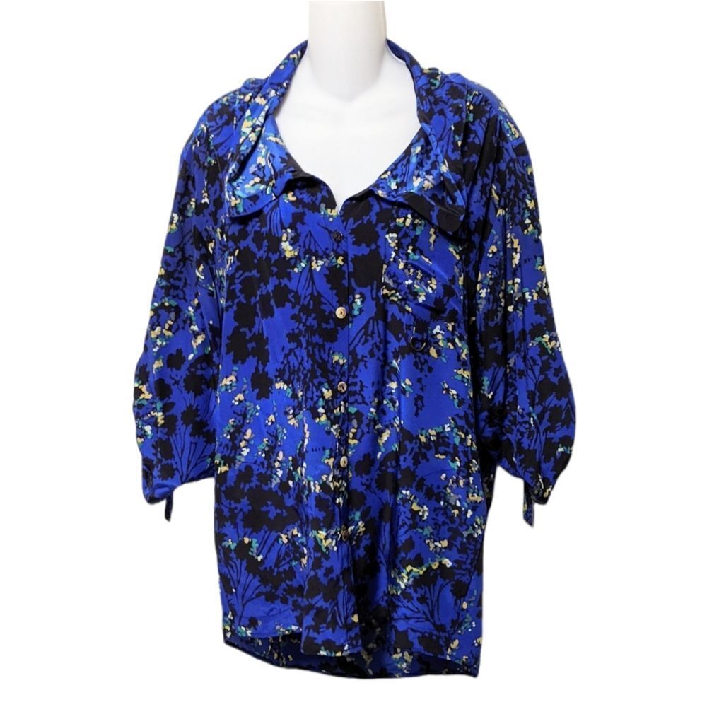 Anthropologie POSTELLA Silk Floral Tunic Top S